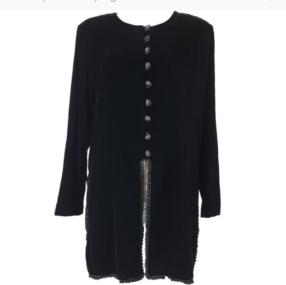 Black Velvet Jacket Vintage 12 Boho Gothic Halloween Costume Steampunk Victorian